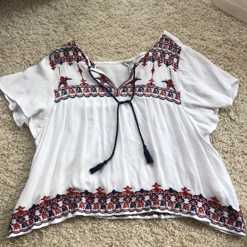 Forever 21 blouse with embroidery.